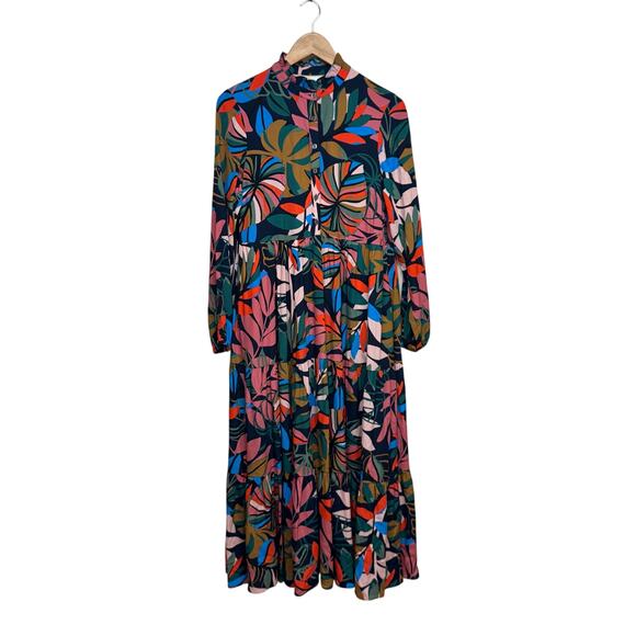 Boden Botanical Tiered Midi Maxi Dress Long Sleeve Viscose - Picture 9 of 11